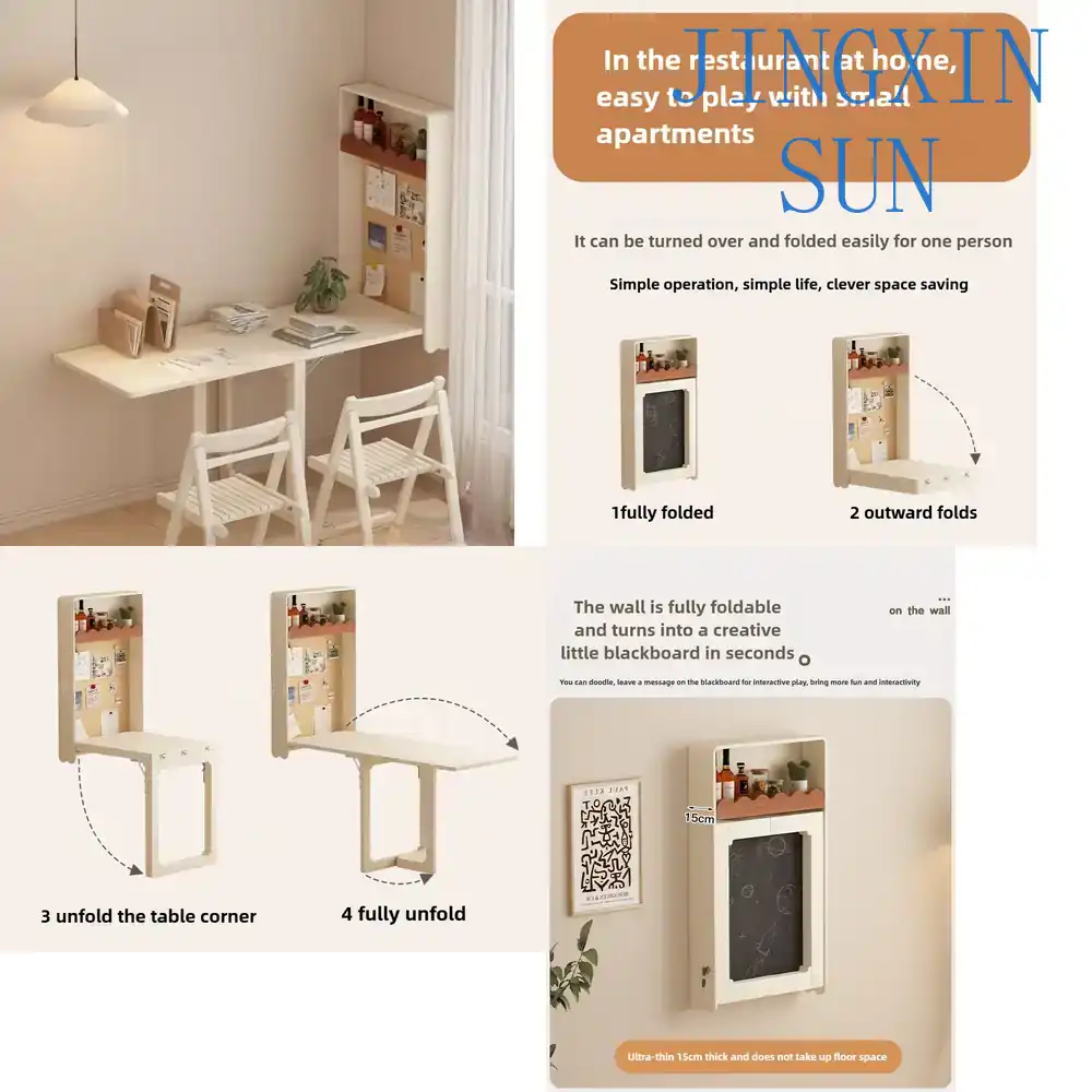 Home Office Ikea - Modern Katlanabilir Duvar Masası, Gizli Depolama